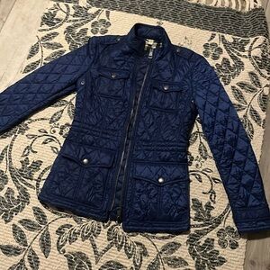 Navy blue Burberry Brit puffer jacket